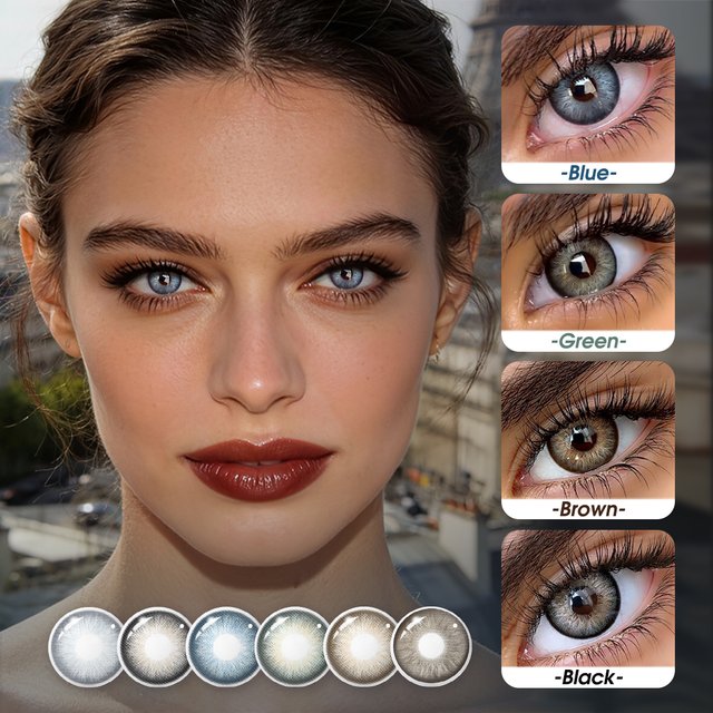 VISUASHOW 14.5MM Colored Contact Lenses Cleopatra Blue 1 Pair Half Yearly Small Pupil Soft Contact Lens for Daily Eye Makeup