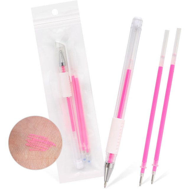 1Set Microblading Permanent Makeup Mapping Skin Marker Pen Lips Eyebrows Tattoo Positioning Marking Tool With 2Pcs Pen Core