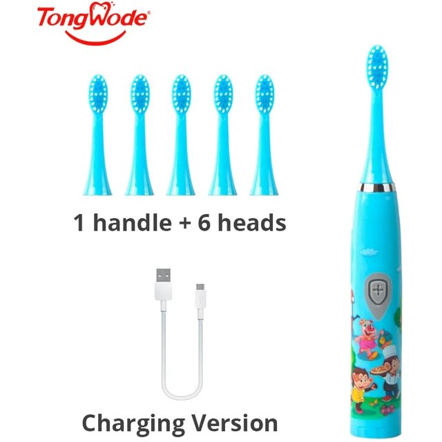 Children Sonic Electric Toothbrush Colorful Cartoon For Kids USB Rechargeable Soft Automatic Waterproof With Replacement Head