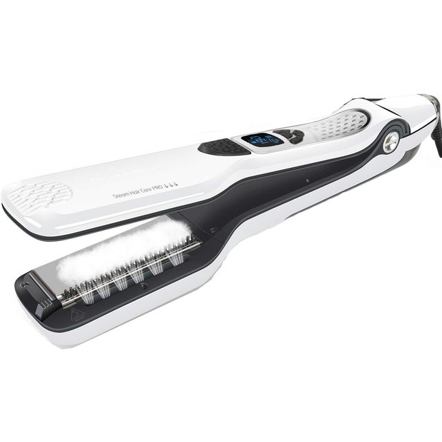 Lisseur à vapeur professionnel HS268B, fer à lisser à plaques larges en titane avec peigne chauffant intégré, outil de coiffage multifonctionnel à double tension pour salon, pour lisser et boucler les