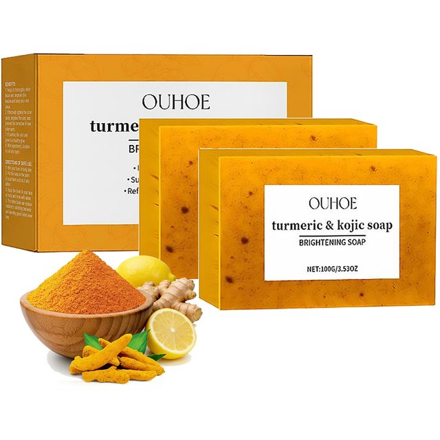 100g Turmeric Soap, Lemon Kojic Acid Soap, Shower And Facial Soap Body Care Face Cleanser Turmeric Soap Body and Face Cleaning