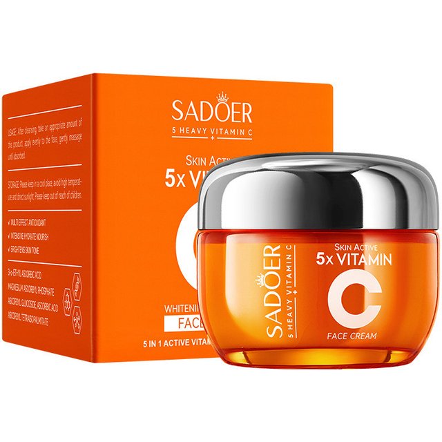 SADOER 5x Vitamin C Whitening Firming Cream for Anti Wrinkle Moisturizing Brighten Skin Care 50g
