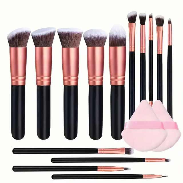Ensemble de 14 pinceaux de maquillage professionnels pour fond de teint, fard à paupières, anticernes, blush, pinceau Kabuki, doux et moelleux, outil de beauté pour femmes