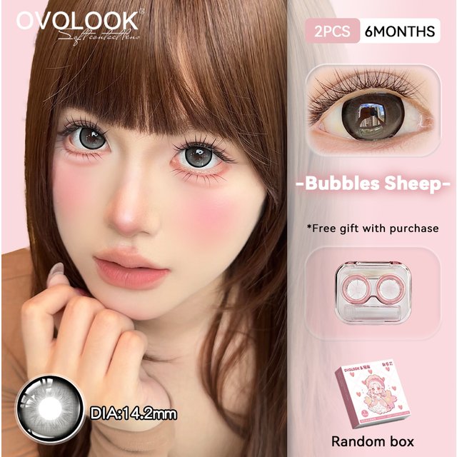 OVOLOOK 2PCS Half Year Bubbles Sheep Colored Contact Lenses 14.5MM Gentle Daily Makeup Eye Lens For Girls Prescription Available