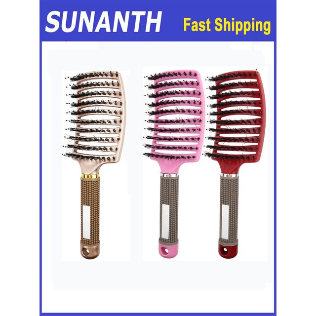 Women Wet Massage Comb Curly Hairdressing Salon Styling Tools Hair Brush 1PCS Hair Comb Detangling Hair Brush Bristle&Nylon