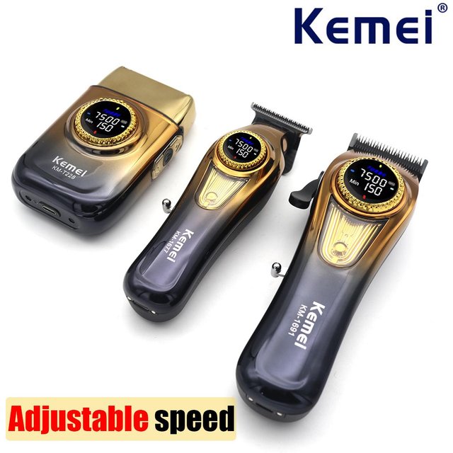 Kemei 1691 1677 T228 Professional Barber Cutting Machines Kit Rotation Speed Adjustment LED Display Men's Hair Clipper Trimmer