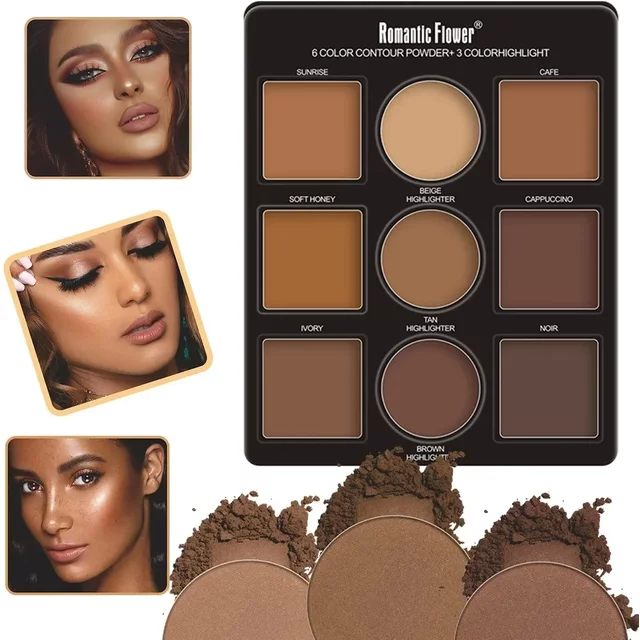 1 PC 9 Colors Makeup Palette Kit - 6 Color Contour & 3 Color Highlight Long-Lasting Waterproof Beauty Tools for women Makeup