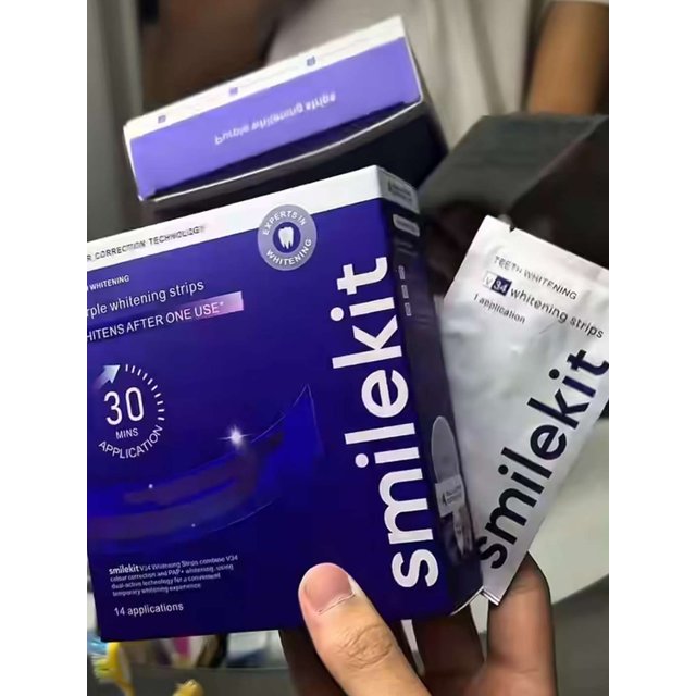 7/14 Pairs Teeth Patch Set SmileKit Brand Remove Tooth Stains Premium PAP+ Peroxide-Free V34 Purple Teeth Whitening Stickers Set