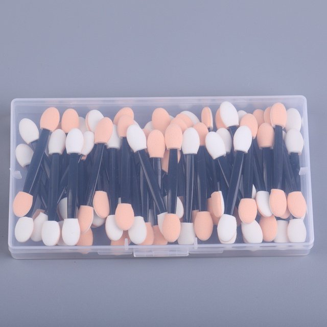 100/200Pcs Double-Headed Eyeshadow Brush, Disposable Dual Sided Eyeshadow Brush Double Ended Sponge Applicator Oval Tipped