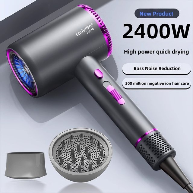110.000 U/min Hochgeschwindigkeits-Haartrockner 3D Blau Negativ-Ionen-Licht Haarpflege Leiser Heim- und Salon-Haartrockner mit Diffusor 220V