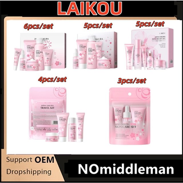 Sakura Skin Care Sets Gift Sets Skin Care Kit with Cleanser Face Cream Serum Toner Facial Cleanser Product Gift Box New