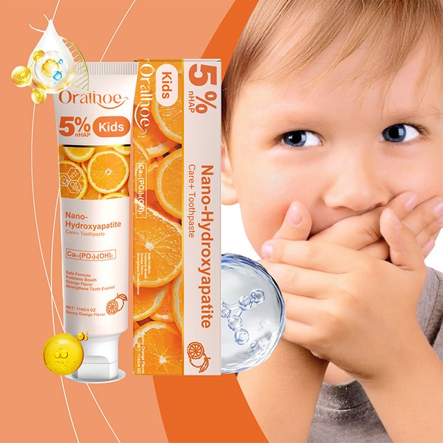 Orange-Flavored Children's Toothpaste: Cleans Teeth, Brightens and Protects Oral Cavity, Fresh Toothpaste