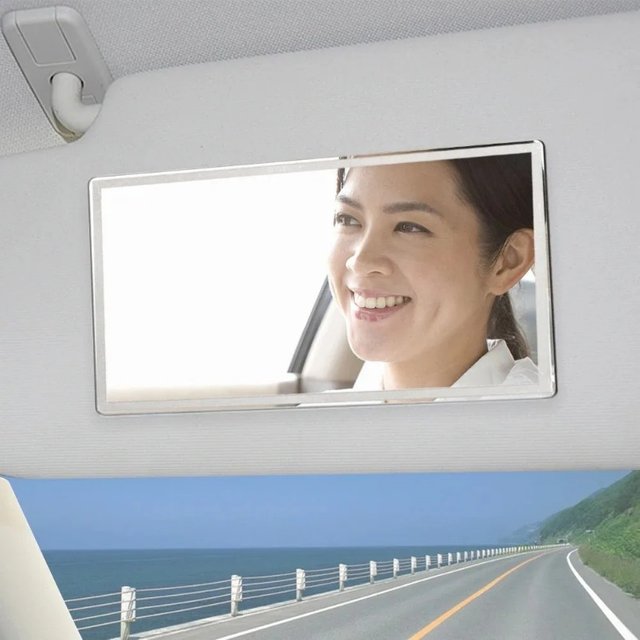 Car-Styling Universal Interior Mirror - Stainless Steel Sun-Shading Visor HD Mirror, Portable Car Makeup Mirror