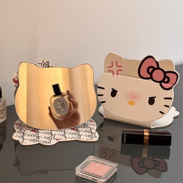 Cute Hello Kitty Folding Makeup Mirror Cute Cartoon Student Dormitory Desktop Makeup Mirror Premium Makeup Mirror Holiday Gift