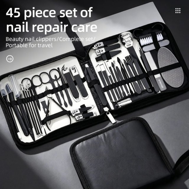45 pcs Manicure Tool Complete set Stainless Steel Nail Clippers Professional Nail Care Kit Full Set of Nail Trimming Tools