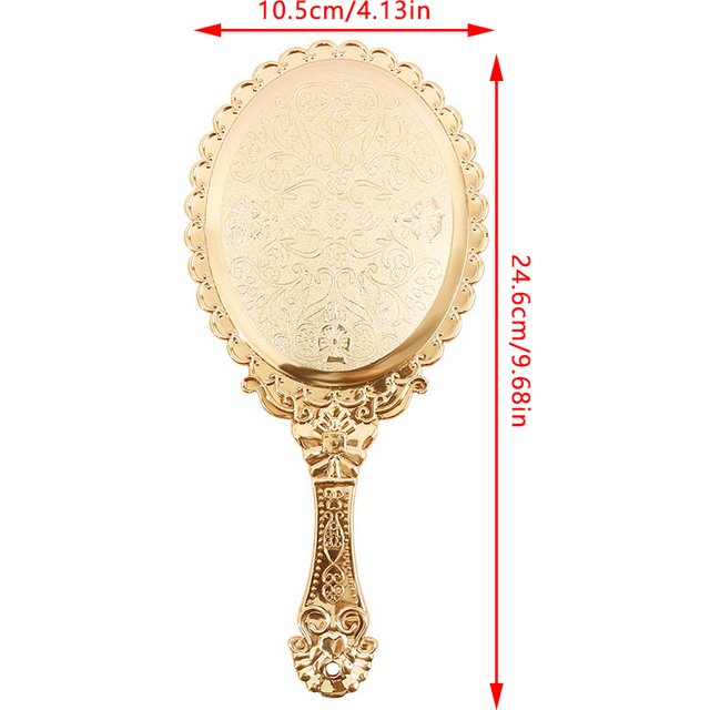 Noble Restore Ancient Ways Court Mirror Beauty Tool Rose Gold Portable Vintage Makeup Mirror Hand Hold Oval Round Mirror