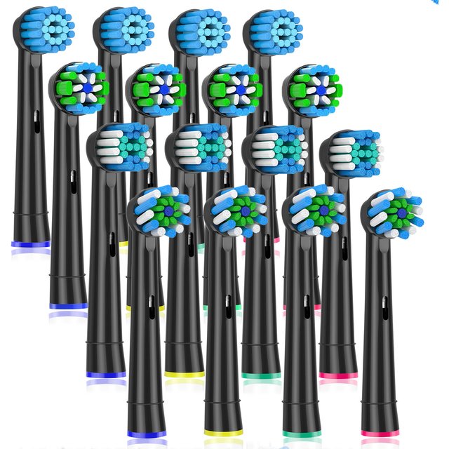 16Pack Replacement Brush Heads for Oral B Electric Toothbrushes Floss Cross Action 3D Pro White Precision Standard Daily Clean