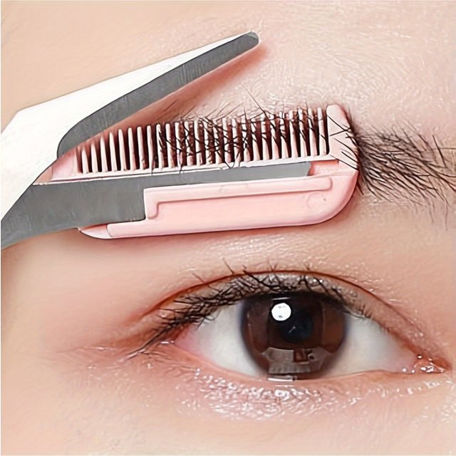 1 stainless steel built-in eyebrow comb scissors, durable material, perfect gift for makeup enthusiasts