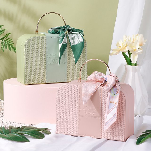 25.5x18x11cm Simple High End Handheld Scarf Packaging Box Solid Color Wedding Companion Gift Boxes Cosmetics Jewelry Storage Box