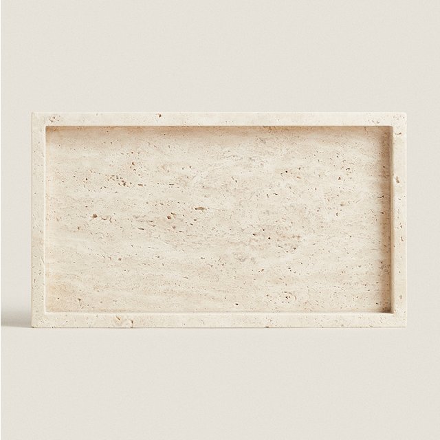 Plateau de vanité de salle de bains en pierre travertin, pour parfum cosmétique, plateau d'évier de cuisine en marbre naturel pour distributeur de savon, porte-éponge