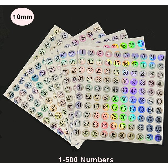 5 Sheet(1-500) Laser Number Sticker Label For Nail Polish Color Tips Display Marking Stickers Numbers Guide DIY Manicure Tools