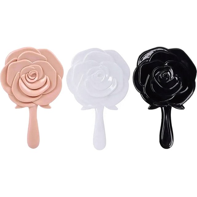 3D Retro Rose Shaped Makeup Mirror HandheldPortable Beauty Mirror