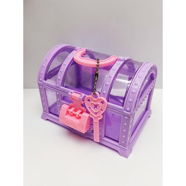 Mini Box Pink/Purple Jewelry Box Pretend Play With Lock Cute Makeup Box Plastic Storage Case Treasure Chest Women Girls