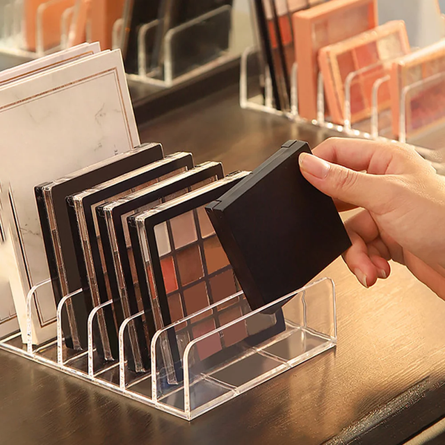 7-Compartment Makeup Organizer Desktop Eye Shadow Palette Display Box Makeup Blush Cosmetics Shelf Make up Tools Storage Holder