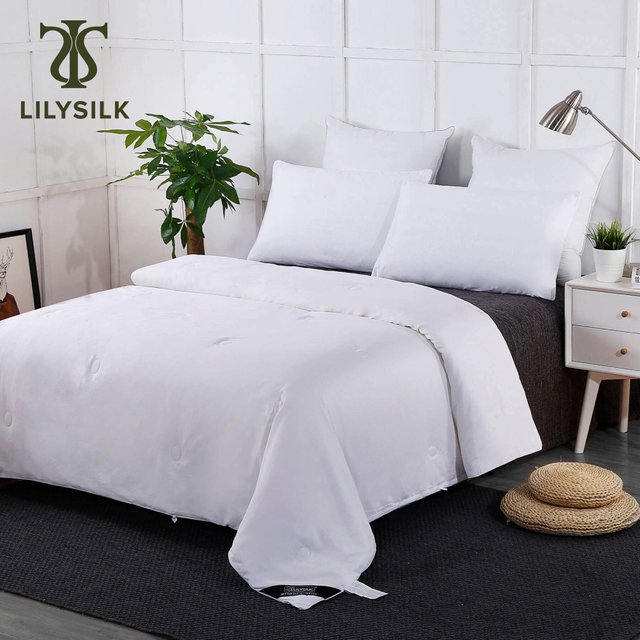 LILYSILK 100% Silk Filling with Cotton Cover Comforter for Summer Natural Quilt Hometexile for Better Sleep and Skin Care