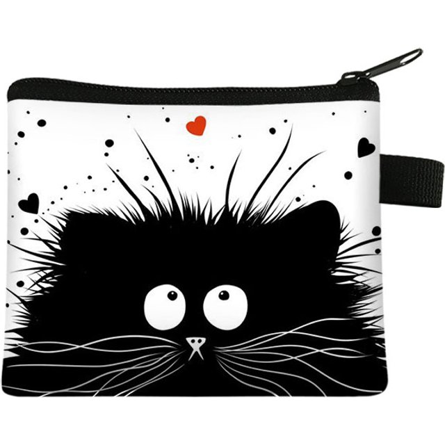 Cute Cat Print Coin Purses Mini Coin Wallet Bag Card Holder ID Credit Holder Pocket Women Girls Kids Coin Purses Cosmetic Bag F1