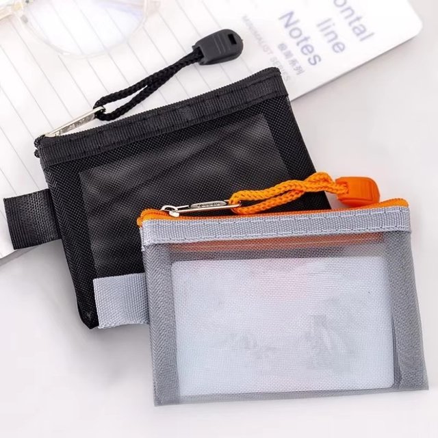 1-4Pcs Change Storage Bag Mesh Zipper Bag Cosmetic Bag Small Item Bag Transparent Nylon Coin Bags Sanitary Napkin Storage Bag