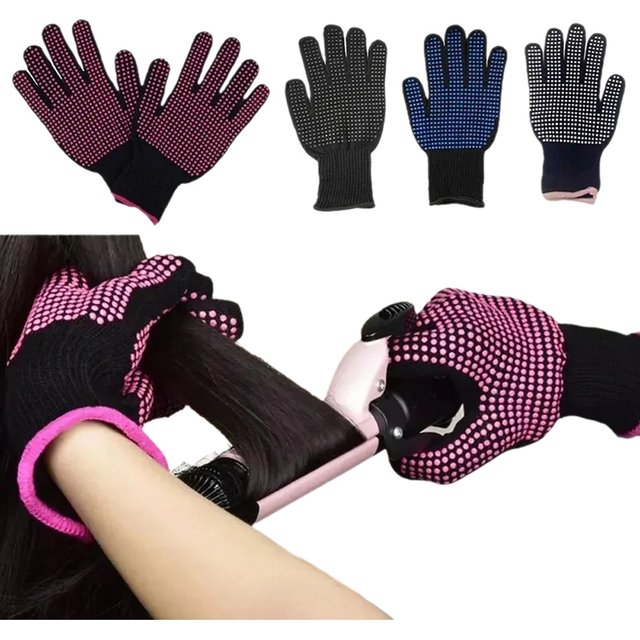 1Pcs Hair Salon Styling Gloves Double-sided Hair Straightener Perm Curling Hairdressing Heat Resistant Finger Glove