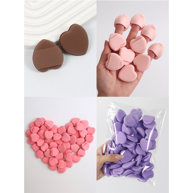 50 Mini Finger Cushions Air Cushion Powder Puff, Latex-Free Mixed Sponge, and Cosmetic Puff Are Used for Applying Liquid Foundation.