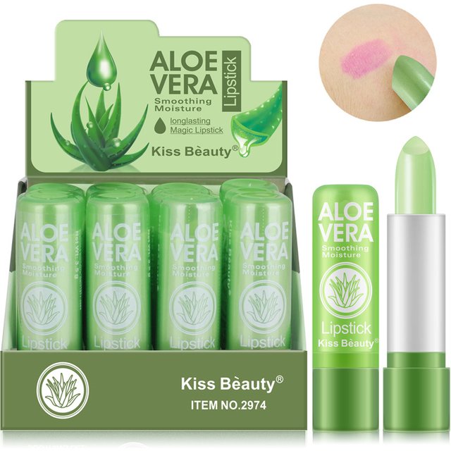 KISS BEAUTY Aloe Vera Color-Changing Lipstick - Long-Lasting Moisturizing Temperature-Activated Lip Balm Nourishing Lips Care