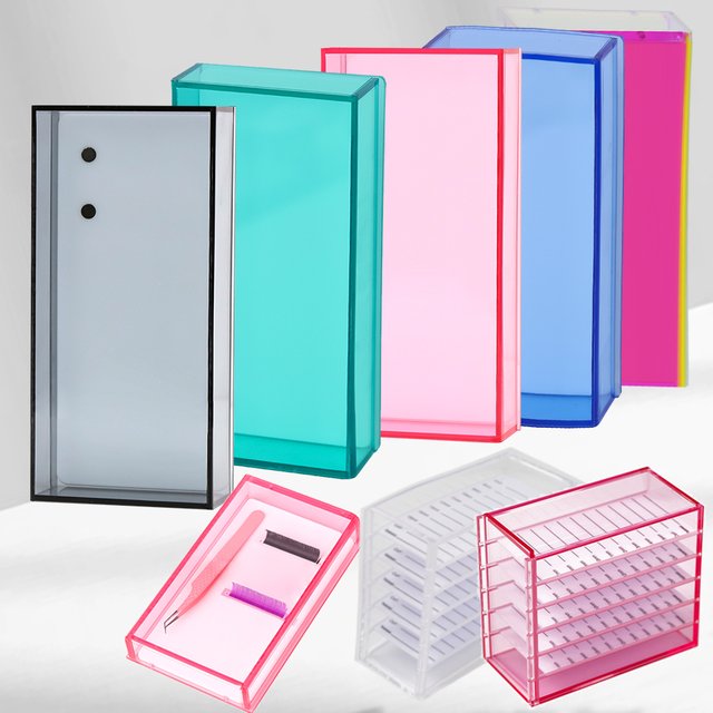 Eyelash Extensions Storage Box Acrylic Pallet Lash Organizer Holder Display Stand Lash Stripes Tile Dust-proof Cover Makeup Tool