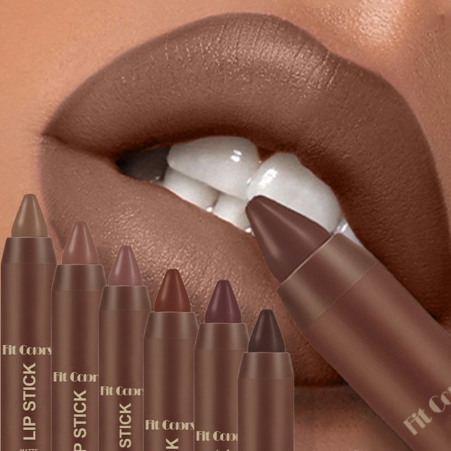 FIT COLORS Matte Soft Mist Lip Liner Lipsticks 6 Colors Smooth and Pigmented Non-Stick Chocolate Lipsticks Moisturize Lipgloss