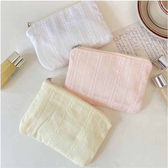 New Stripe Mini Makeup Lipstick Storage Pouch Coin Purse Cute Women Cosmetic Organizer Bag Sanitary Napkins Storage Bag