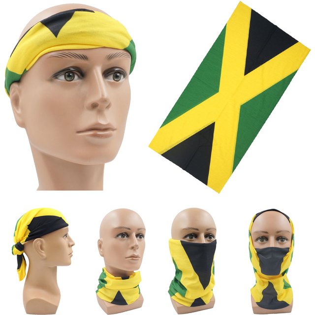 Breathable Running Face Mask Scarves Jamaica Flag Bandana Snood 100% Polyester Biker Multi Purpose Use Head Wrap Neck Gaiter JM