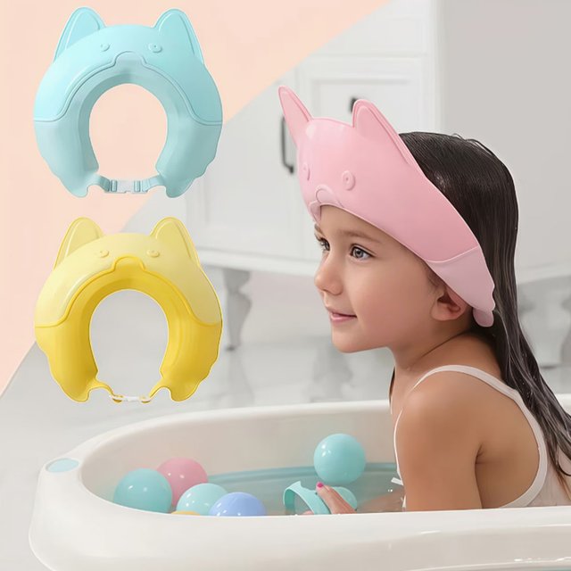 Bath Shower Shampoo Cap, Material with Waterproof Brim, Adjustable Head Circumference, Prevents Water from Entering Eyes and Ear