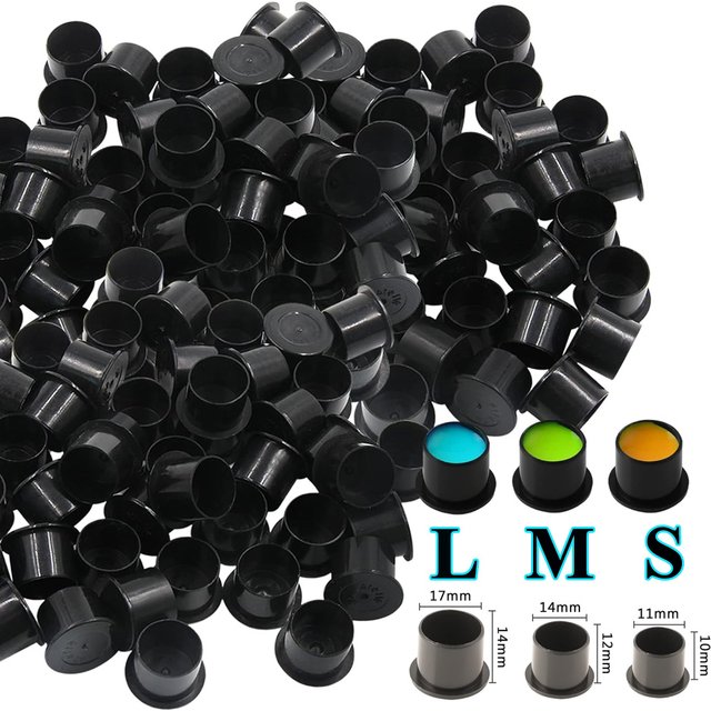 1000/500/300/100PCS Tattoo Ink Cup Caps S/L/M Size Tattoo Pigment Caps with Base for Permanent Makeup Tattoo Accessories