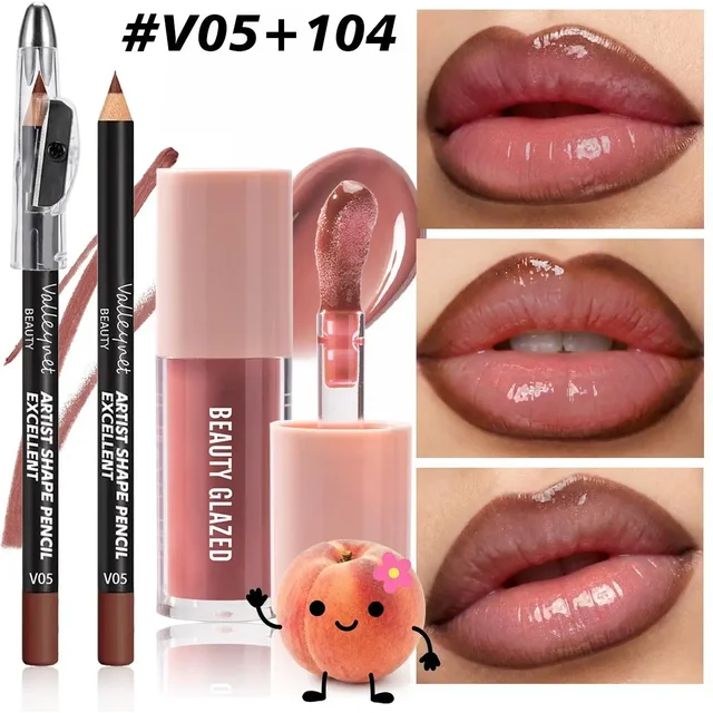2Pcs/Set Precision Lip Kit Duo -Creamy Liner with Built-in Sharpener & Moisturizing Liquid Lipstick - Defined Contour Makeup Set
