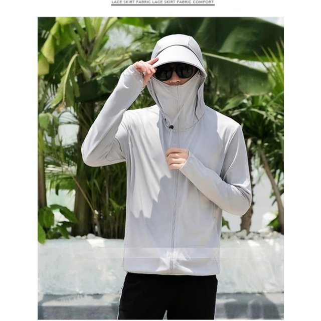 Men's and women's fashionable hooded casual breathable outdoor summer anti UV ice silk fishing professional sunscreen clothing