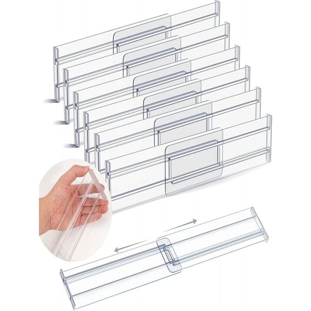 1/4/6pcs Drawer Dividers Organizers Adjustable Clear Plastic Drawers Separators for Clothing, Kitchen Utensils and Makeup Office
