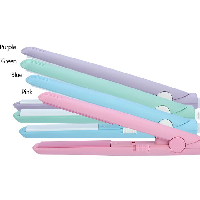 4Colors 2 in 1 Mini Hair Straightener Ceramic Plate Beauty Flat Iron Heating Curler Hair Straightener Mini Flat Iron