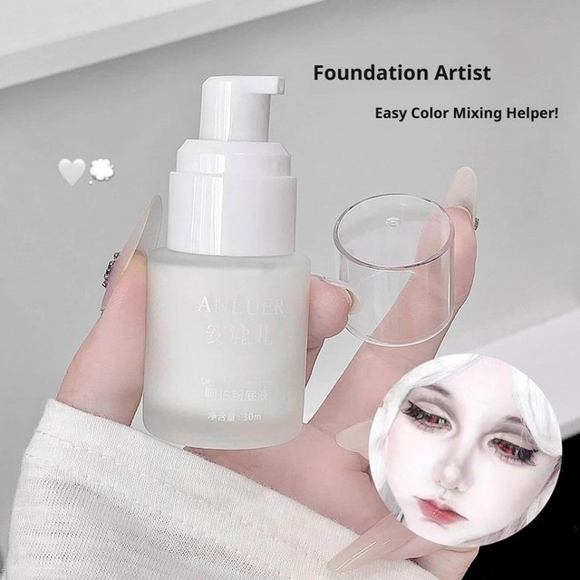 Waterproof White Liquid Foundation 30ml Matte Full Coverage Hydrating Long Lasting Brightening Makeup Base for Halloween Cosplay