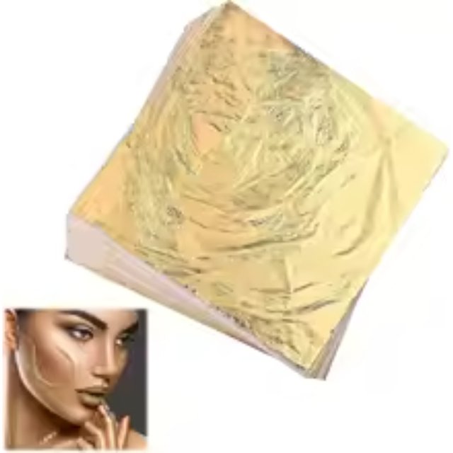 Gold Foil Paper Edible Grade Gold Leaf Sheets for Baking Cake Decorating Facial Skincare Foil Paper for Art Crafts Furniture