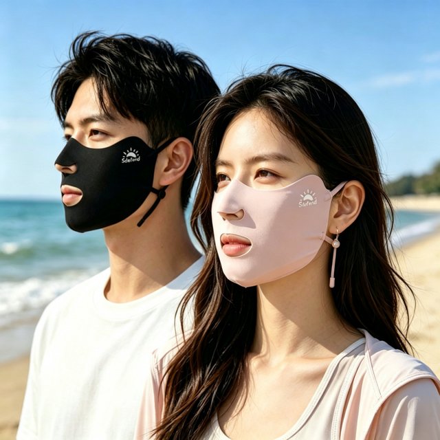Anti-UV Sports Face Mask New Ice Silk Breathable Seamless with Open Breathing Design Cooling Sun Cover for Running Mask