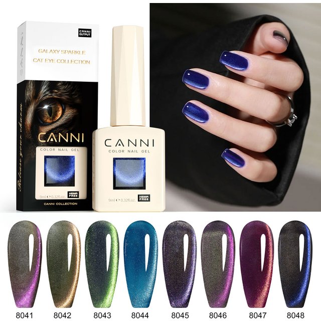 CANNI TPO/HEMA FREE Cat Eye Gel Nail Polish 9ml 48 Colors High Gloss UV-Removable Nail Art for Salon & DIY Manicure