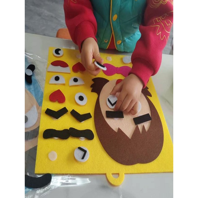 DIY Puzzle Felt Non-Woven Fabric Toys Early Childhood Education For Children Manual Cognitive Facial Expression Stickers Toys