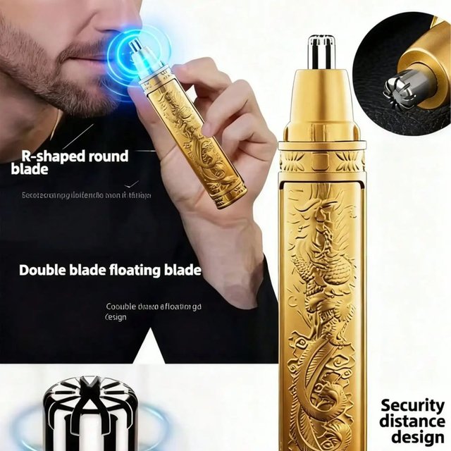 2026 Ear and Nose Hair Trimmer for men 360 Rotating Dual-Blade Electric Shaver Professional Ear Nose Removal Battery (Without Ba